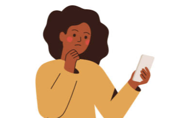 Vector of woman looking at a note