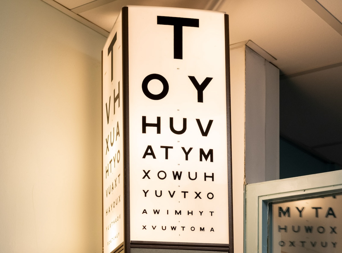 Photo of an eye chart in consultation room