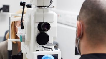 A patient having an eye examination