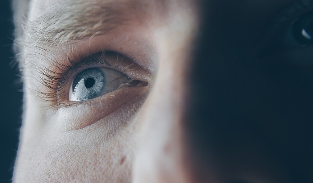 A close up of a person's eye