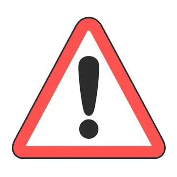 Cartoon Style Close Up Of A Warning Sign, Red Outline, White Centre And A Black Exclamation Mark Soft Colours, Child Friendly, With A White Background