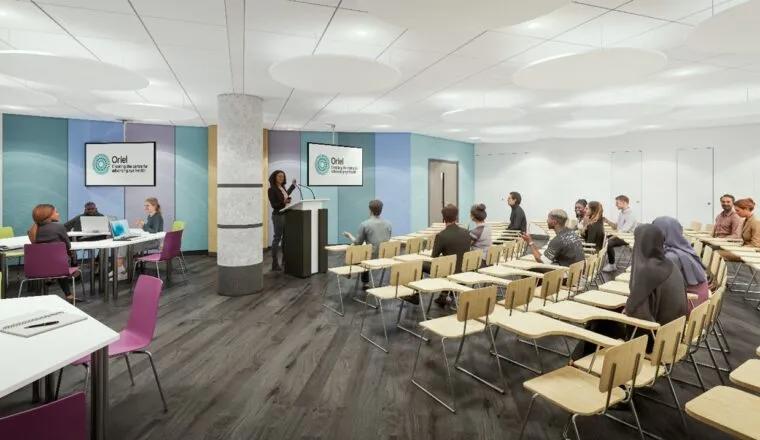 CGI of a lecture theatre in new centre