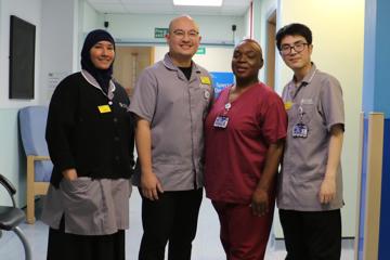 Moorfields team members in the hospital