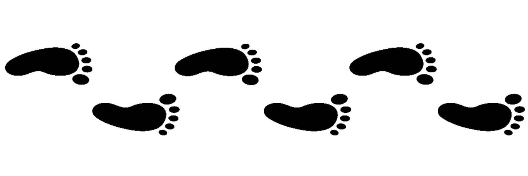 Black footprints travelling right