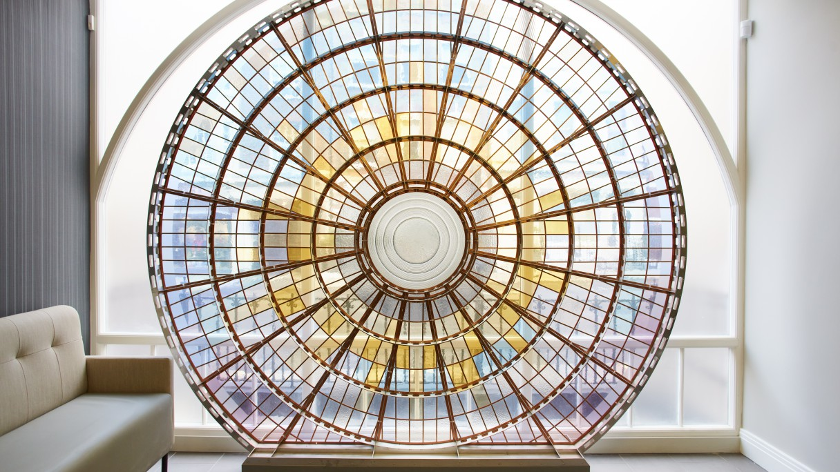 Stained-glass window from Moorfields Private New Cavendish site